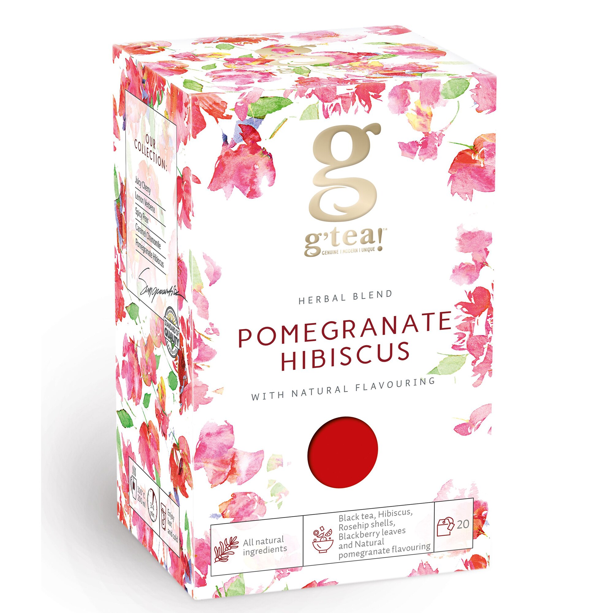 Amestec de plante cu ceai negru g’tea! Herbal Delight Pomegranate Hibiscus, 20 pliculete, 35 g