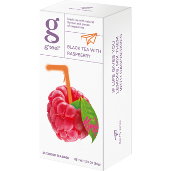 Ceai negru cu bucati de zmeura g'tea! Get Fly, 25 pliculete, 50 g Ceai negru cu bucati de zmeura g'tea! Get Fly, 25 pliculete, 50 g