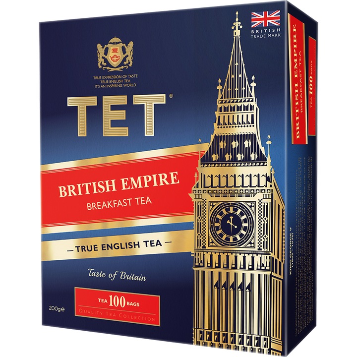 Fekete tea Tet British Empire fekete tea, 100 tasak, 200 g