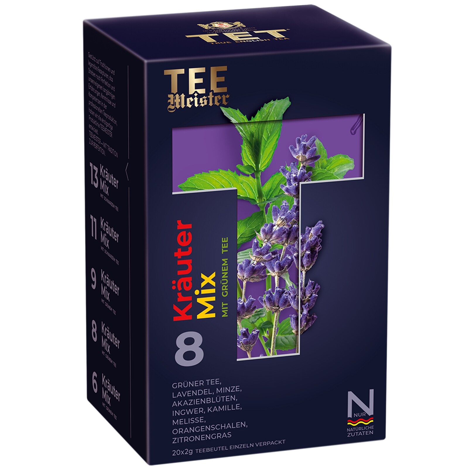 Ceai verde cu mix de 8 plante Tet TeaMaster, 20 pliculete, 40 g
