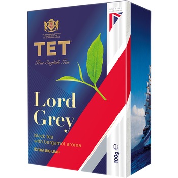 Ceai negru Tet Lord Grey Black Tea cu aroma de bergamota, Origine India, 100 g Ceai negru Tet Lord Grey Black Tea cu aroma de bergamota, Origine India, 100 g