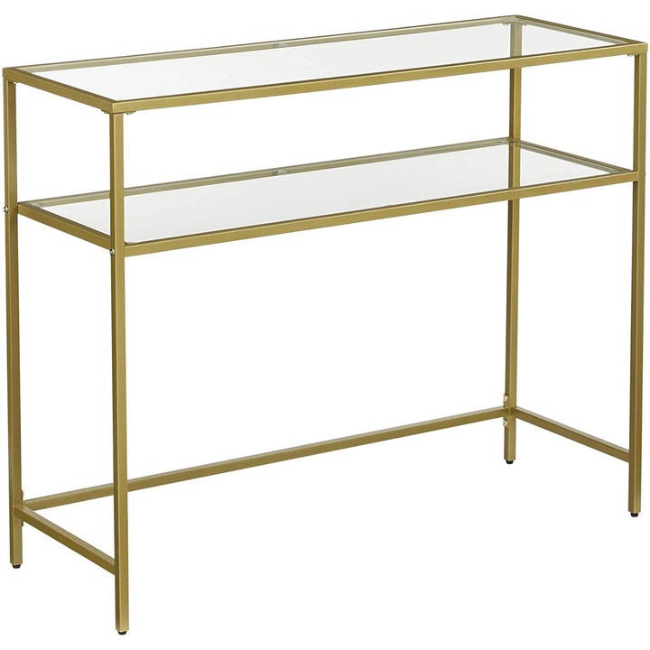 Конзолна маса Goldfield, Nancy Homestore, Метал/Безопасно стъкло, 100x35x80 см, злато
