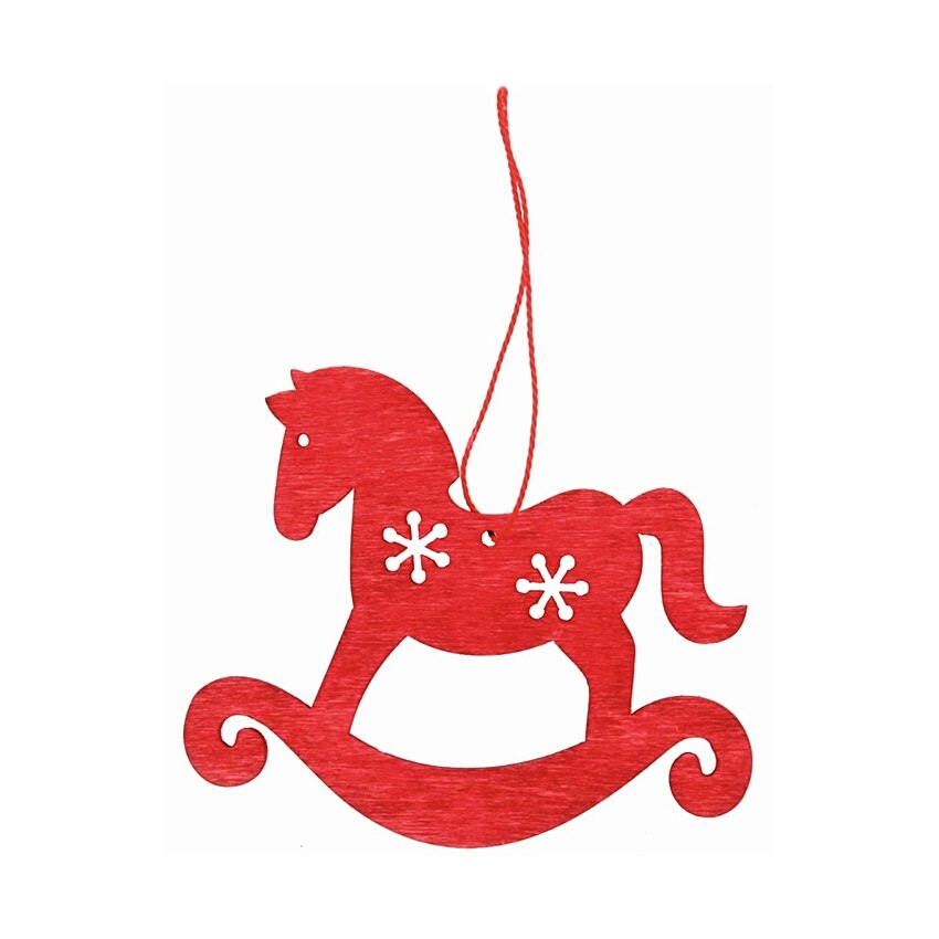 Ornament de craciun, calut balansoar - rosu, 10 cm
