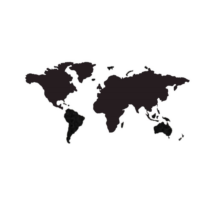 Harta lumii, Creative Use of Technology, Mercator, Marcatoare incluse, Lemn, Negru, 185 x 90 cm