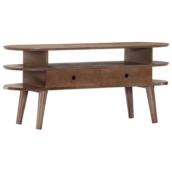Comoda TV cu sertare din lemn masiv vidaXL, Lemn, 110 x 35 x 50 cm, Maro Comoda TV cu sertare din lemn masiv vidaXL, Lemn, 110 x 35 x 50 cm, Maro