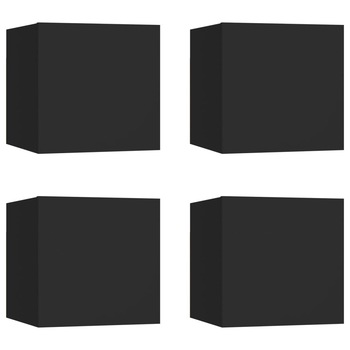 Set de 4 dulapuri TV cu montaj pe perete vidaXL, PAL, 30.5 x 30 x 30 cm, Negru Set de 4 dulapuri TV cu montaj pe perete vidaXL, PAL, 30.5 x 30 x 30 cm, Negru