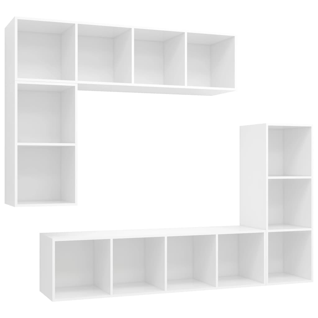 Set de 4 dulapuri de perete vidaXL, PAL, 37 x 37 x 107 cm, Alb
