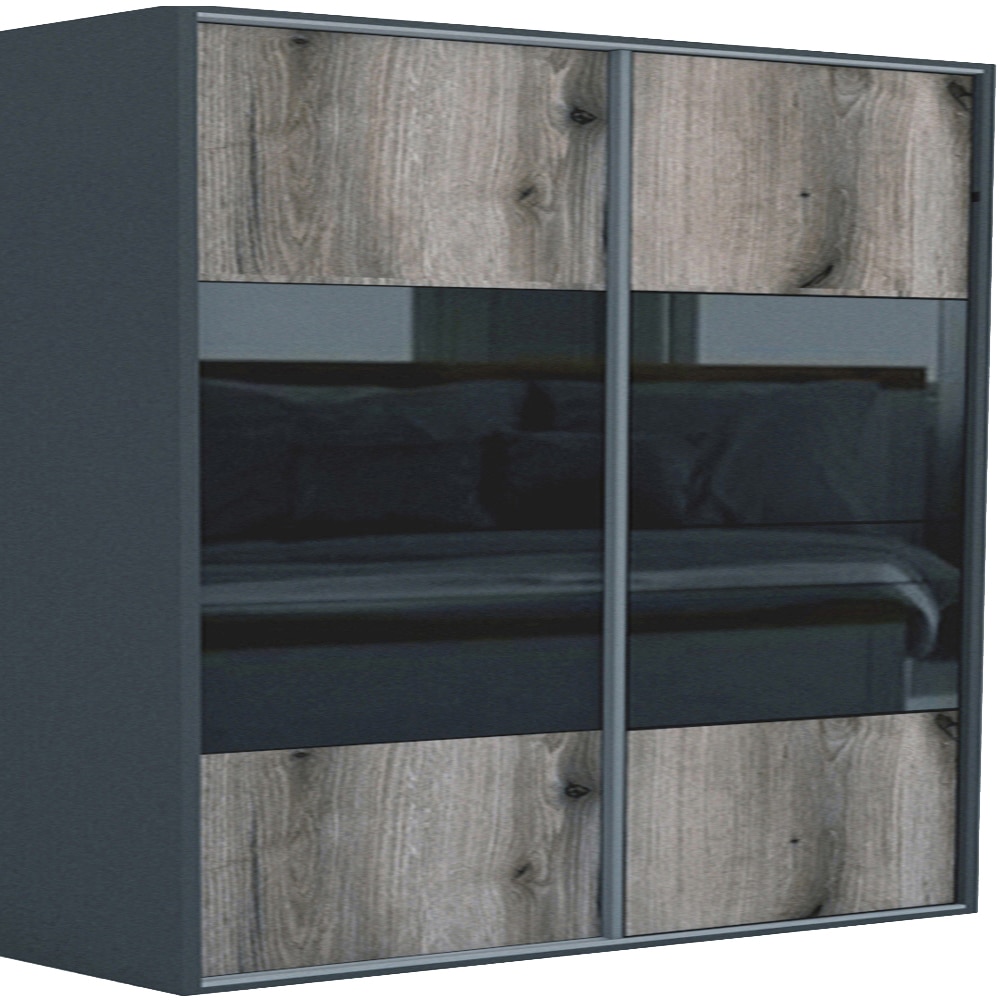 Dressing Genarom LEX D, Stejar Monastery / Negru Lucios M, 241 x 240 x 66 cm