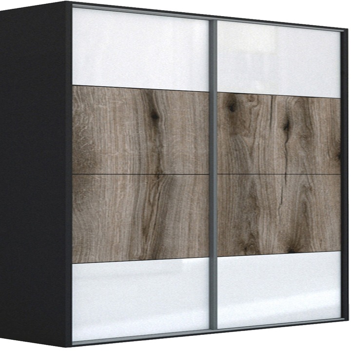 Dressing Genarom LEX A, Gri Lucios / Stejar Monastery M, 241 x 240 x 66 cm