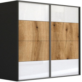 Dressing Genarom LEX D, Gri Lucios / Stejar Wotan M, 241 x 240 x 66 cm Dressing Genarom LEX D, Gri Lucios / Stejar Wotan M, 241 x 240 x 66 cm