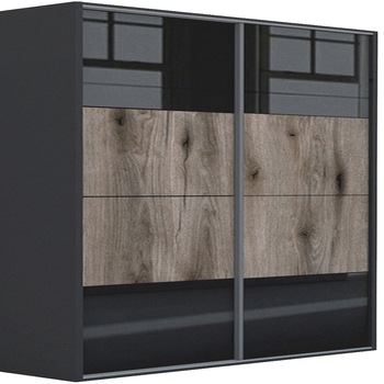 Dressing Genarom LEX B, Negru Lucios / Stejar Monastery, 241 x 240 x 66 cm Dressing Genarom LEX B, Negru Lucios / Stejar Monastery, 241 x 240 x 66 cm