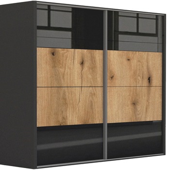 Dressing Genarom LEX D, Negru Lucios / Stejar Wotan, 241 x 240 x 66 cm Dressing Genarom LEX D, Negru Lucios / Stejar Wotan, 241 x 240 x 66 cm