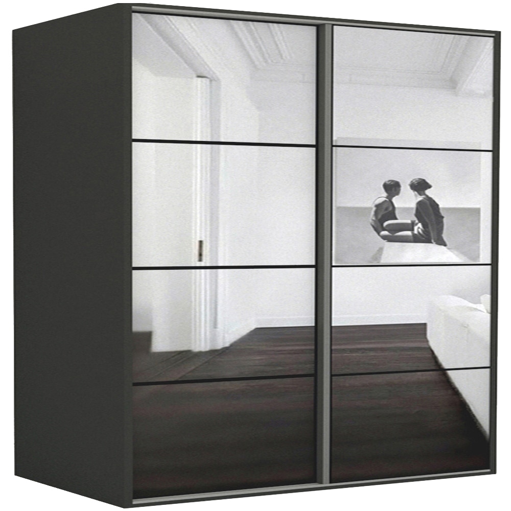 Dressing Genarom LEX A, Gri / Oglinda, 241 x 240 x 66 cm