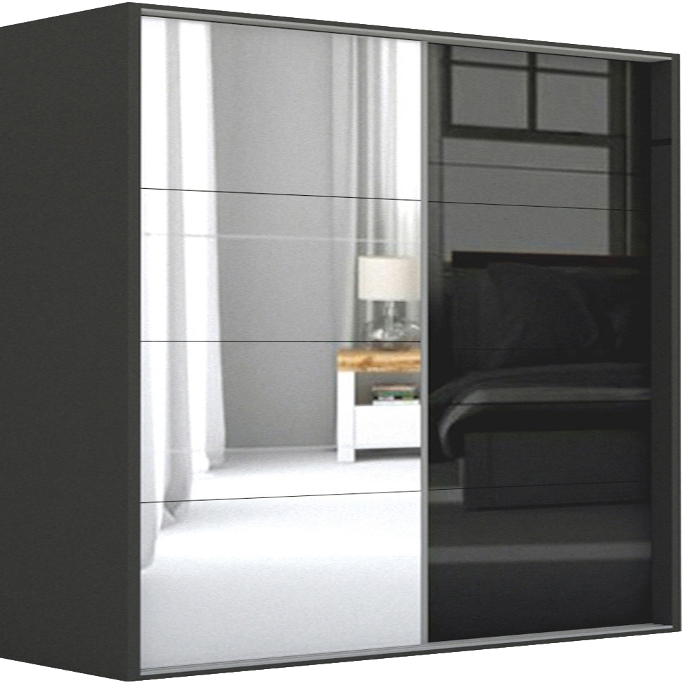 Dressing Genarom LEX B, Oglinda / Negru Lucios, 241 x 240 x 66 cm