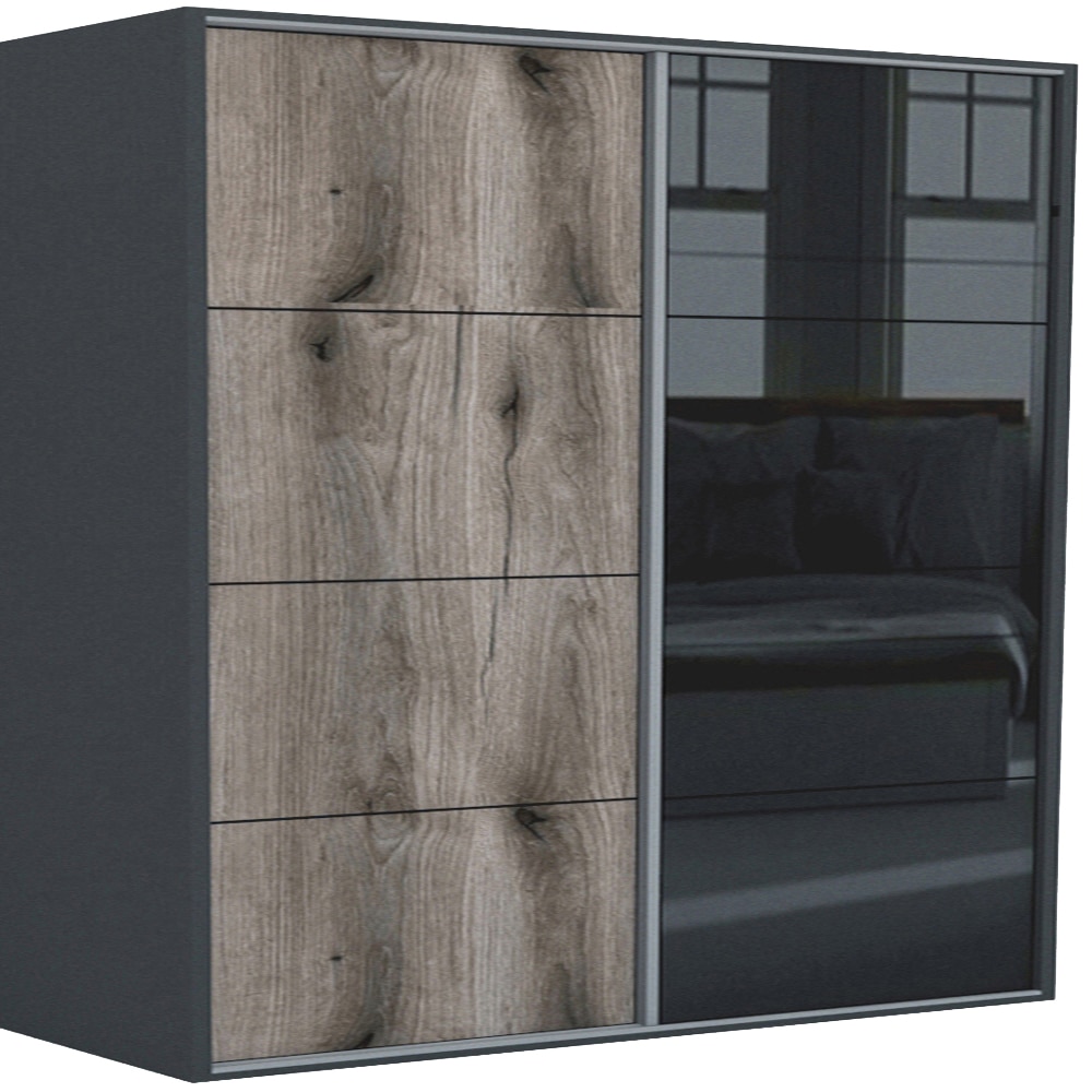 Dressing Genarom LEX B, Stejar Monastery / Negru Lucios L, 241 x 240 x 66 cm