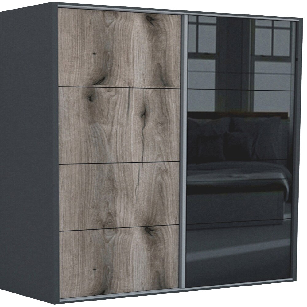 Dressing Genarom LEX B, Stejar Wotan / Negru Lucios L, 241 x 240 x 66 cm