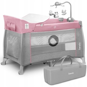 Patut pliant Lionelo Thomi cu nivel intermediar, carusel, masuta de infasat, 120 x 60 cm, Pink Baby Patut pliant Lionelo Thomi cu nivel intermediar, carusel, masuta de infasat, 120 x 60 cm, Pink Baby
