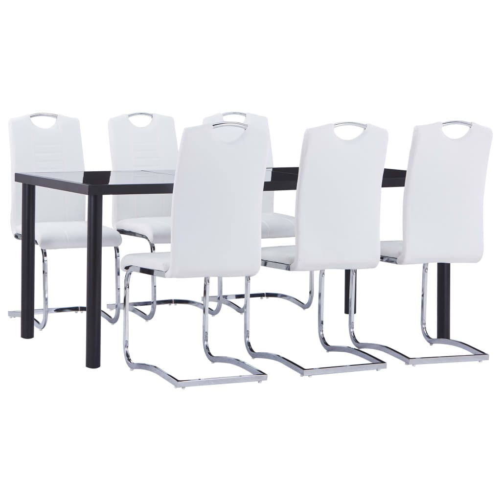 Set mobilier de bucatarie vidaXL, Piele artificiala, Alb