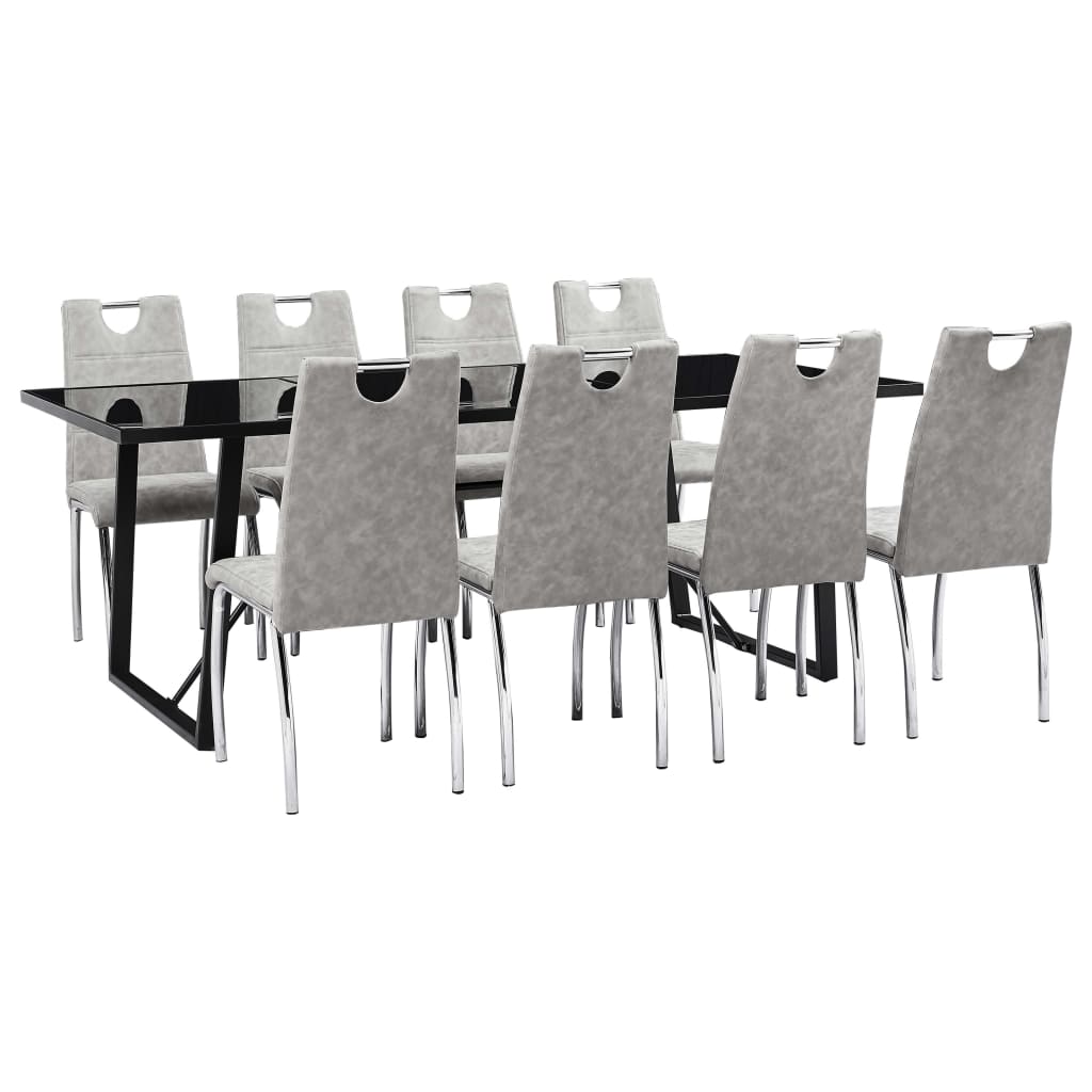 Set mobilier de bucatarie vidaXL, Piele artificiala, Gri.