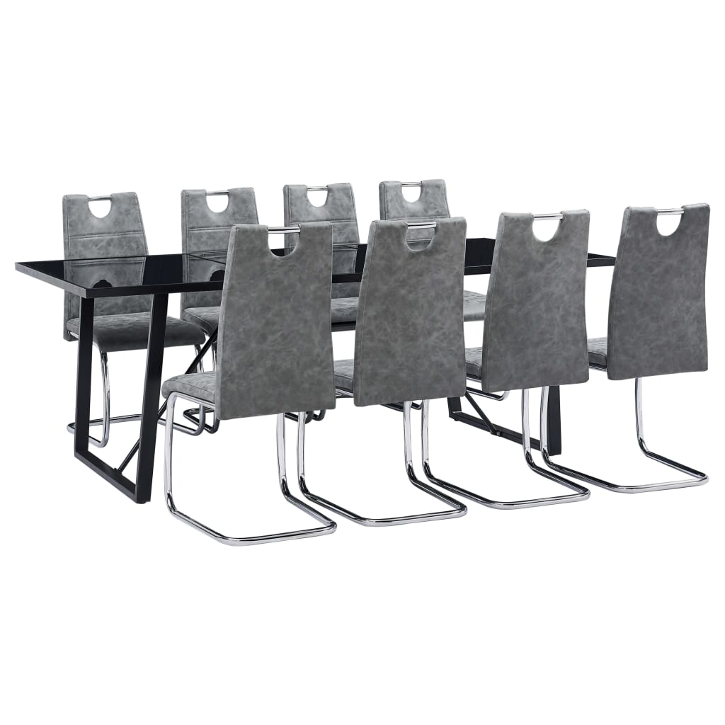 Set mobilier de bucatarie vidaXL, Gri, Piele artificiala.