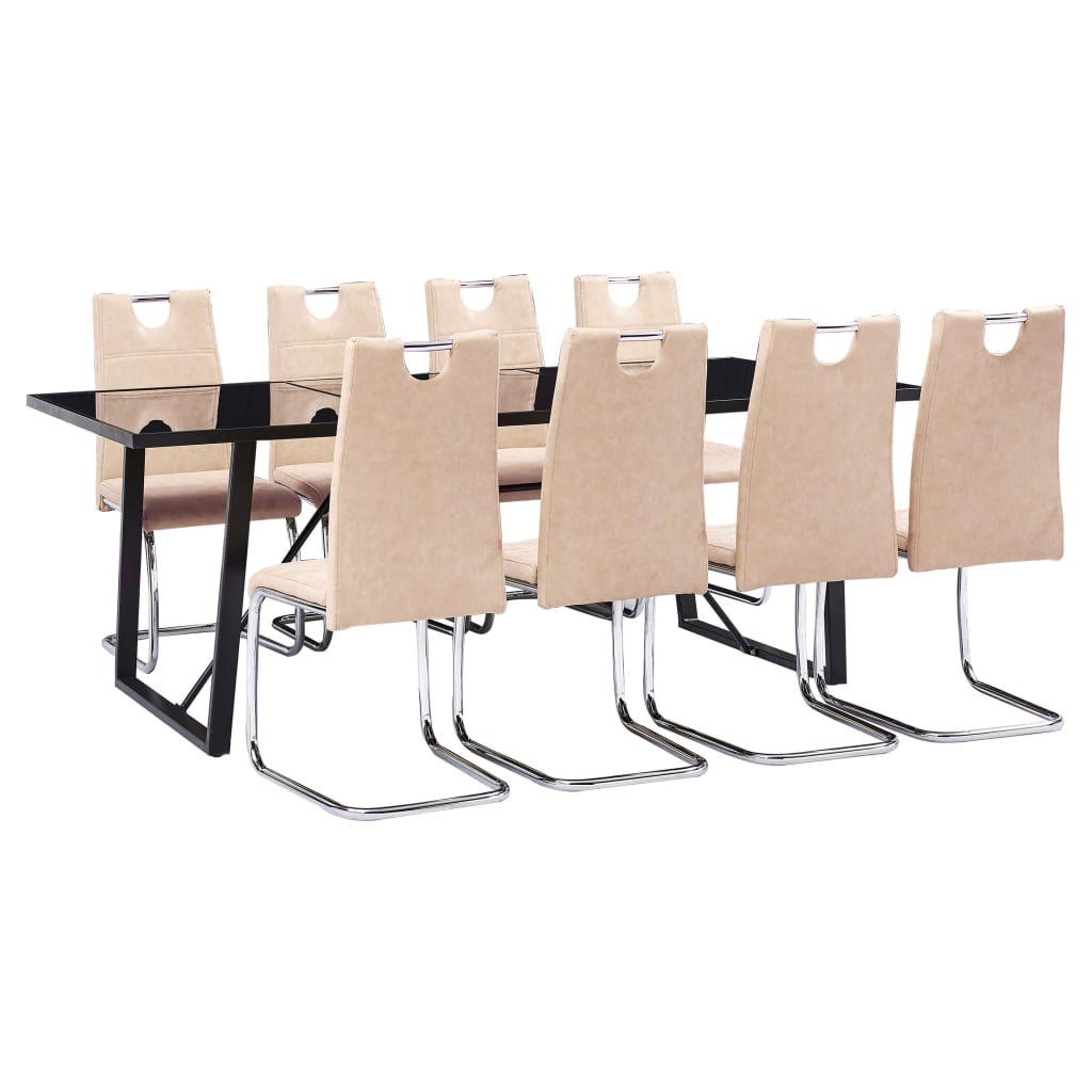 Set mobilier. de bucatarie vidaXL, Piele artificiala, Crem