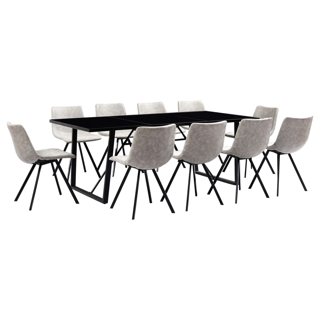 Set .mobilier de bucatarie vidaXL, Piele artificiala, Gri