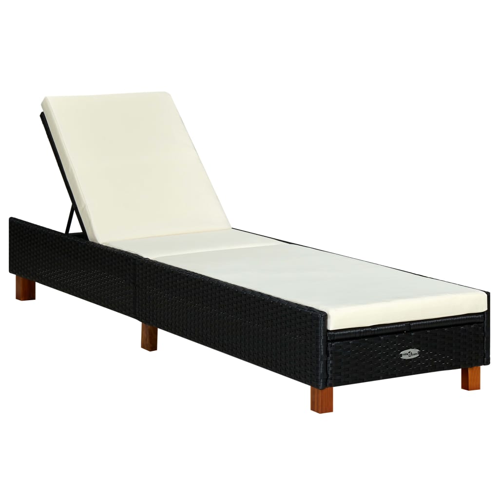 Sezlong vidaXL, Poliratan, N/A, Negru