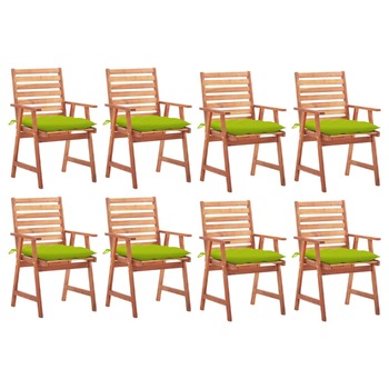Set Scaune de exterior cu perne, 8 buc, lemn masiv de acacia maro/verde 3078400 56 x 62 x 92 cm Set Scaune de exterior cu perne, 8 buc, lemn masiv de acacia maro/verde 3078400 56 x 62 x 92 cm