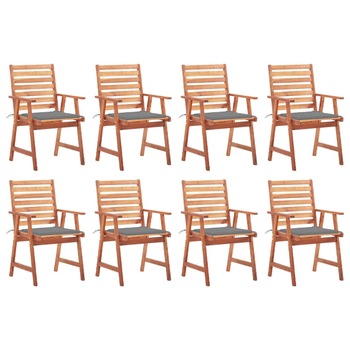 Set Scaune de exterior cu perne, 8 buc, lemn masiv de acacia maro/gri 3078375 56 x 62 x 92 cm Set Scaune de exterior cu perne, 8 buc, lemn masiv de acacia maro/gri 3078375 56 x 62 x 92 cm