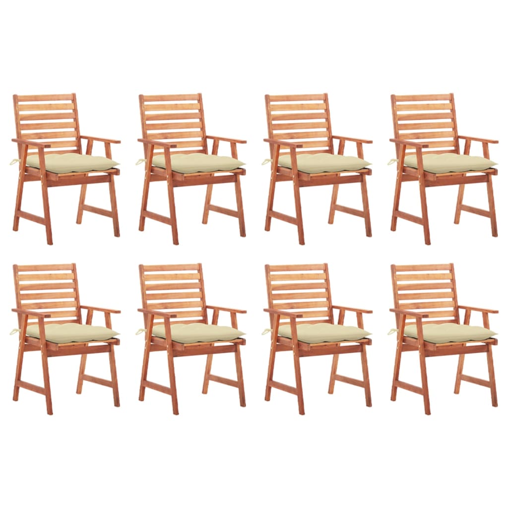 Set Scaune de exterior cu perne, 8 buc, lemn masiv de acacia maro/Crem 3078391 56 x 62 x 92 cm