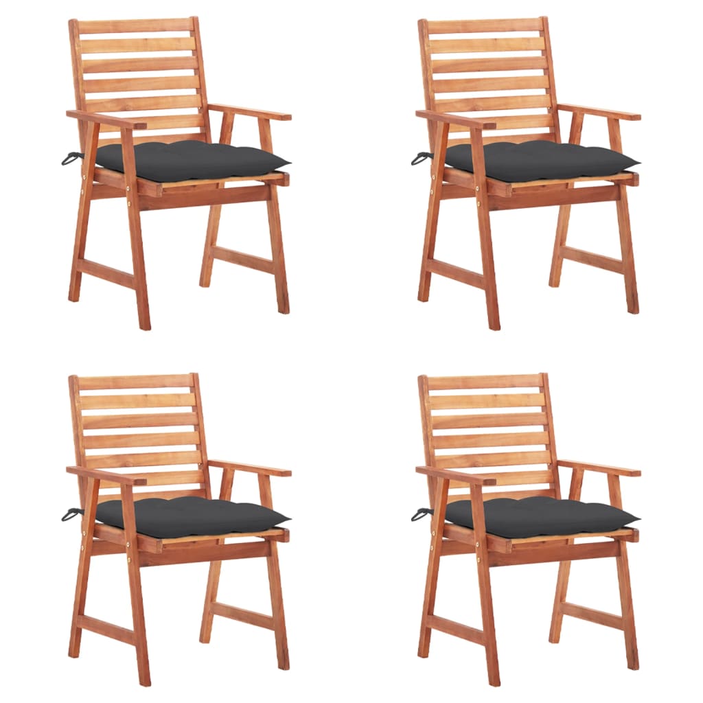 Set Scaune de exterior cu perne, 4 buc, lemn masiv de acacia maro/ Antracit 3078335