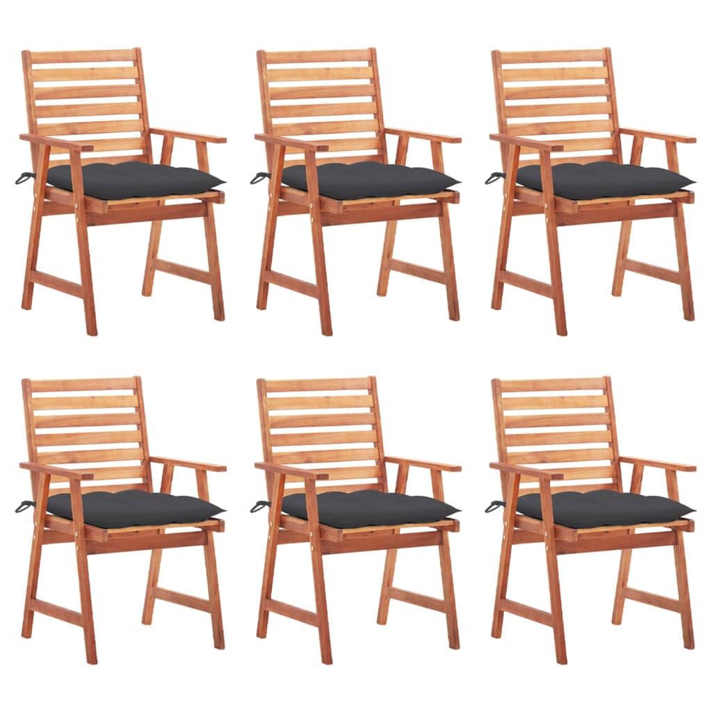Set Scaune de exterior cu perne, 6 buc, lemn masiv de acacia maro/Antracit 3078362