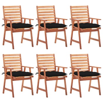 Set Scaune de exterior cu perne, 6 buc, lemn masiv de acacia maro/negru 3078369 56 x 62 x 92 cm Set Scaune de exterior cu perne, 6 buc, lemn masiv de acacia maro/negru 3078369 56 x 62 x 92 cm