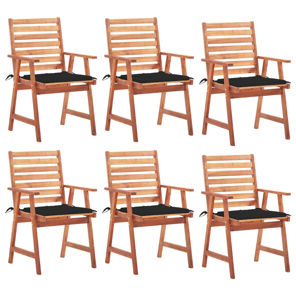 Set Scaune de exterior cu perne, 6 buc lemn masiv de acacia maro/Negru 3078354