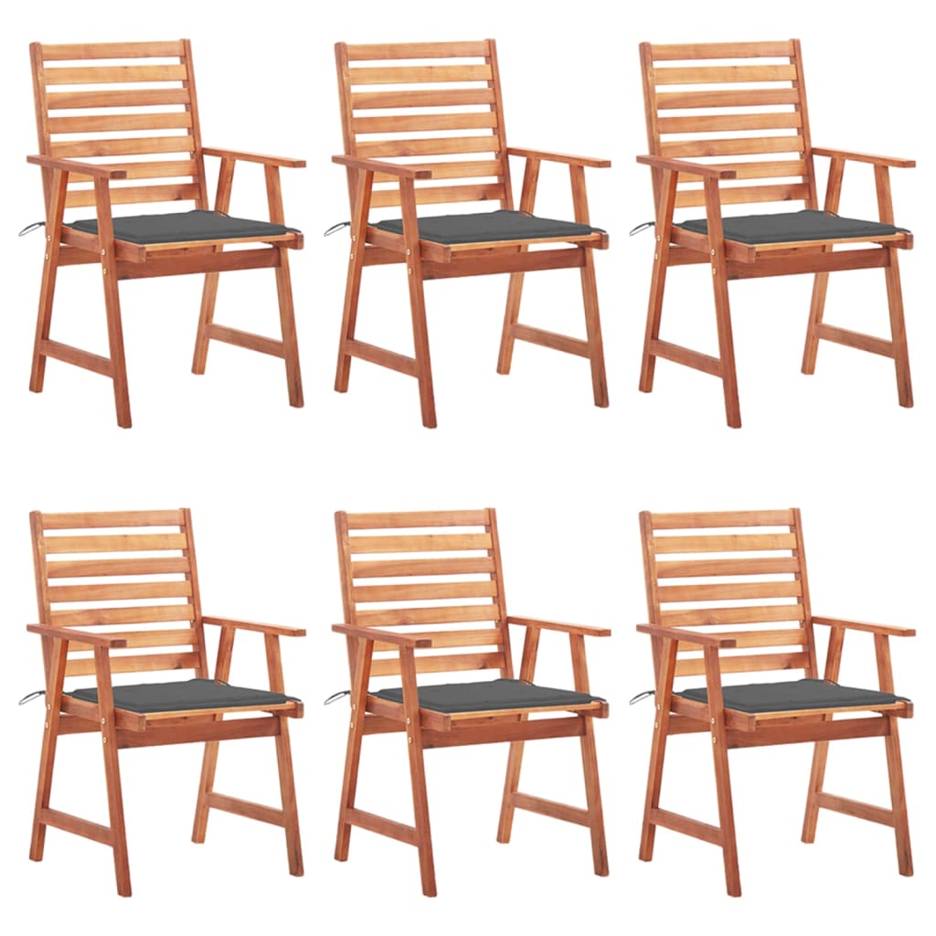 Set Scaune de exterior cu perne, 6 buc, lemn masiv de acacia maro/Antracit 3078347
