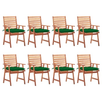 Set Scaune de exterior cu perne, 8 buc, lemn masiv de acacia maro/Verde 3078394 56 x 62 x 92 cm Set Scaune de exterior cu perne, 8 buc, lemn masiv de acacia maro/Verde 3078394 56 x 62 x 92 cm