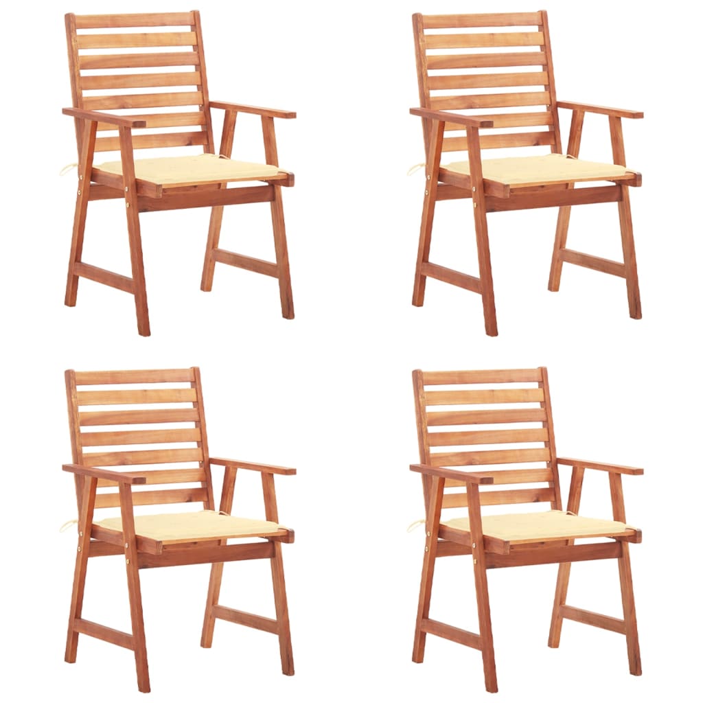 Set Scaune de exterior cu perne, 4 buc, lemn masiv de acacia maro/Crem 3078322