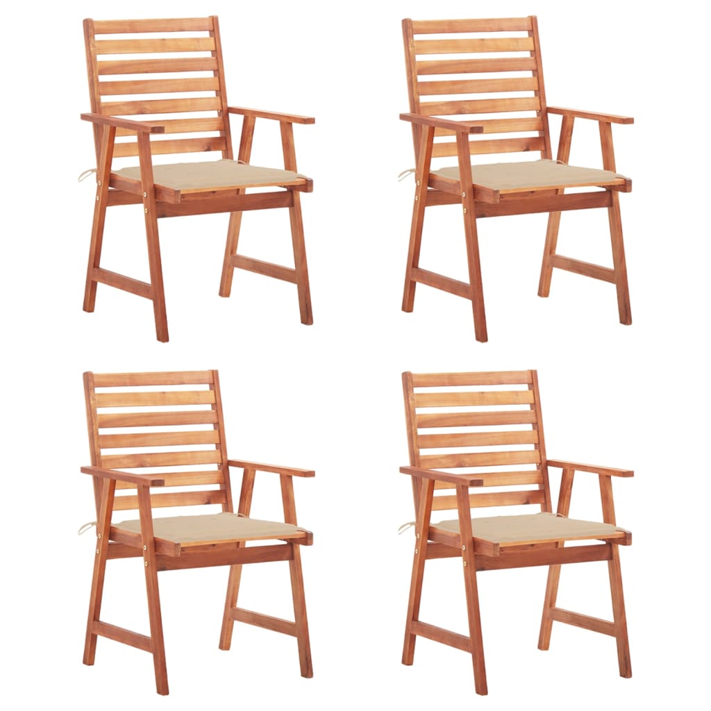 Set Scaune de exterior cu perne, 4 buc, lemn masiv de acacia maro/bej 3078323