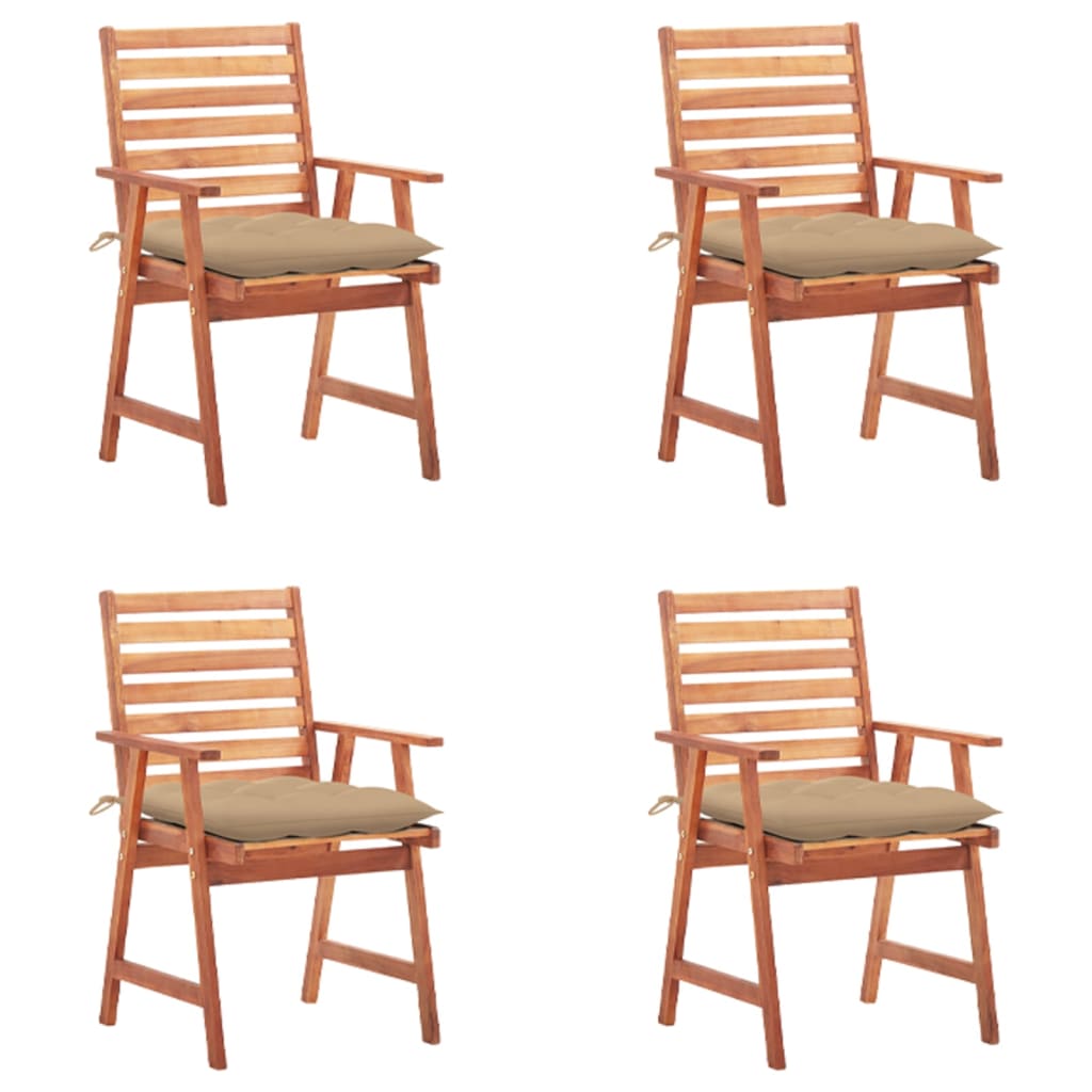 Set Scaune de exterior cu perne, 4 buc, lemn masiv de acacia maro/crem 3078338