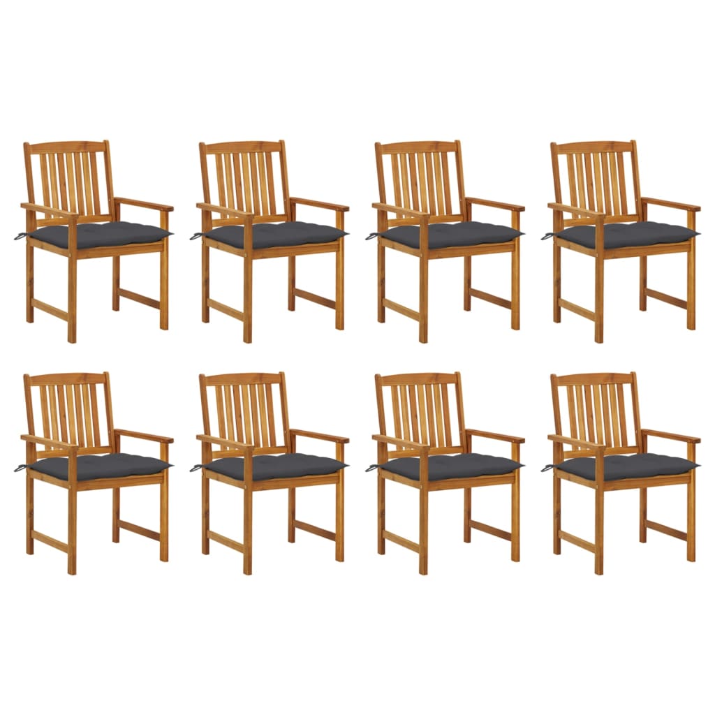 Set Scaune gradina cu perne, 8 buc, maro/antracit lemn masiv de acacia 3078193
