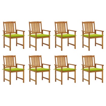 Set Scaune gradina cu perne, 8 buc, maro/verde lemn masiv de acacia 3078177 Set Scaune gradina cu perne, 8 buc, maro/verde lemn masiv de acacia 3078177