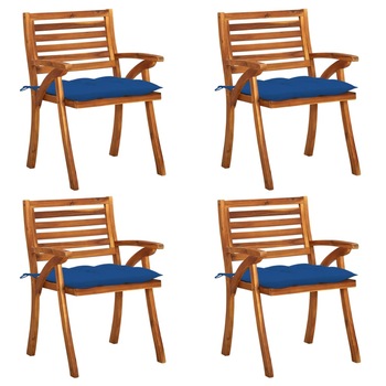 Set Scaune de gradina cu perne, 4 buc, maro/albastru lemn masiv de acacia 3075199 Set Scaune de gradina cu perne, 4 buc, maro/albastru lemn masiv de acacia 3075199