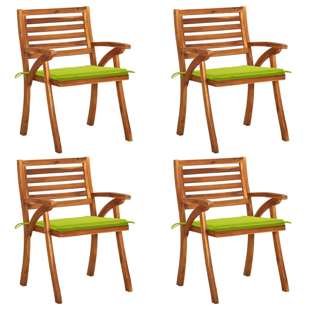 Set Scaune de gradina cu perne, 4 buc, maro/verde lemn masiv de acacia 3075185