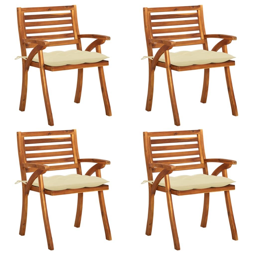 Set Scaune de gradina cu perne, 4 buc, maro/crem lemn masiv de acacia 3075191