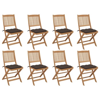Set Scaune pliabile de exterior cu perne, 8 buc, maro/gri taupe lemn masiv acacia 3075136 Set Scaune pliabile de exterior cu perne, 8 buc, maro/gri taupe lemn masiv acacia 3075136