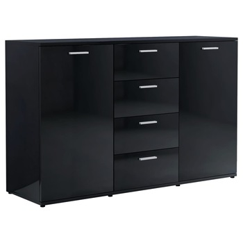 Comoda vidaXL, PAL extralucios, 120 x 35.5 x 75 cm, Negru Comoda vidaXL, PAL extralucios, 120 x 35.5 x 75 cm, Negru