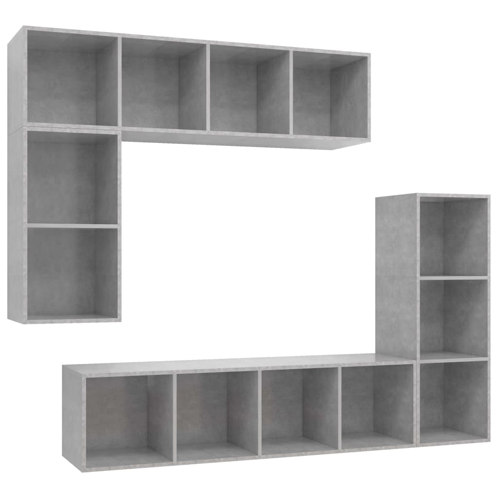 Set de 4 dulapuri de perete vidaXL, PAL, 37 x 37 x 107 cm, Gri beton