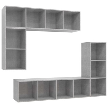 Set de 4 dulapuri de perete vidaXL, PAL, 37 x 37 x 107 cm, Gri beton Set de 4 dulapuri de perete vidaXL, PAL, 37 x 37 x 107 cm, Gri beton