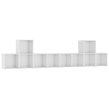 Set de 5 dulapuri TV cu montaj pe perete din pal extralucios vidaXL, PAL, 142.5 x 35 x 36.5 cm, Alb Set de 5 dulapuri TV cu montaj pe perete din pal extralucios vidaXL, PAL, 142.5 x 35 x 36.5 cm, Alb
