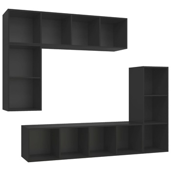 Set de 4 dulapuri de perete vidaXL, PAL, 37 x 37 x 107 cm, Negru Set de 4 dulapuri de perete vidaXL, PAL, 37 x 37 x 107 cm, Negru